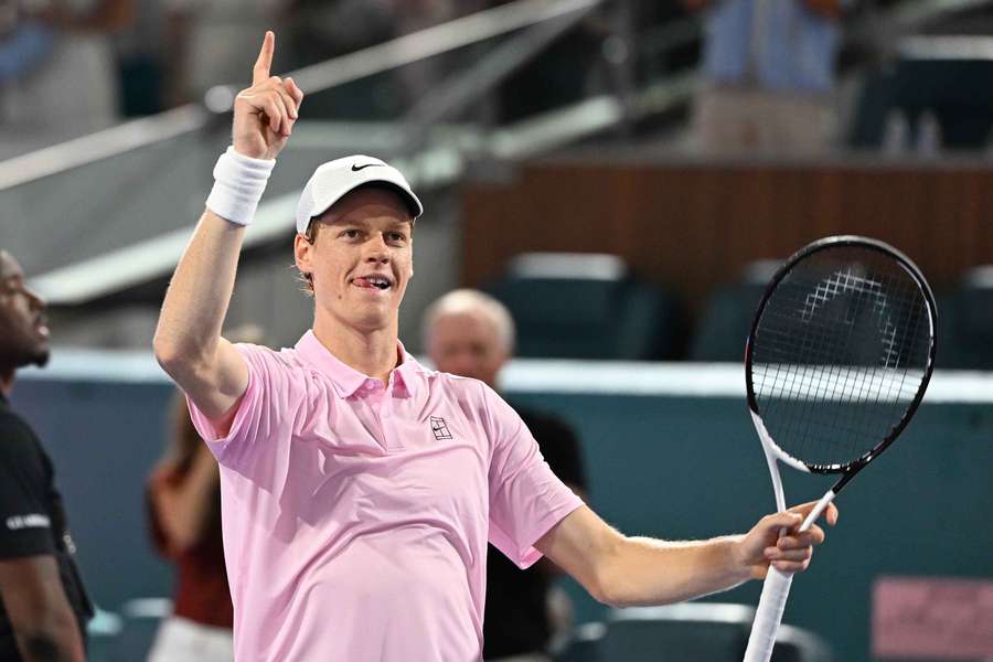Jannik Sinner celebrates at Miami Open Jannik Sinner celebrates at Miami Open