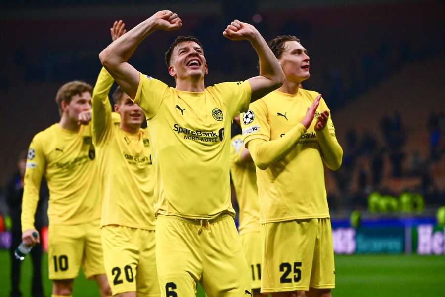 L'esultanza dei giocatori del Bodø/Glimt L'esultanza dei giocatori del Bodø/Glimt