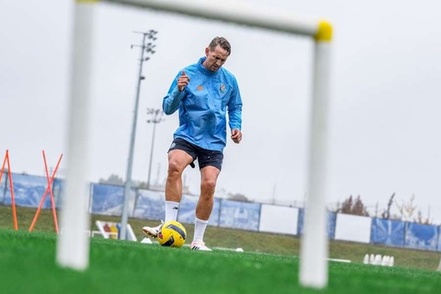 Luuk de Jong durante o treino do FC Porto Luuk de Jong durante o treino do FC Porto