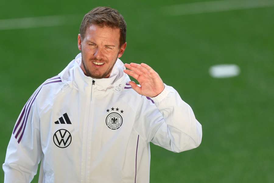 Germany's coach Julian Nagelsmann oversees a training session in Dortmund