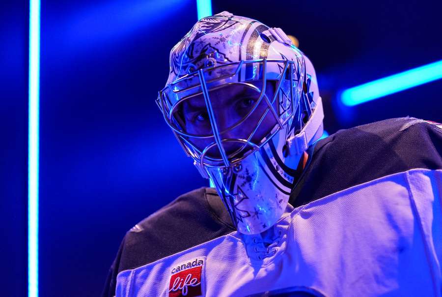 Winnipeg Jets goaltender Connor Hellebuyck in the tunnel before the team's matchup against the Toronto Maple Leafs (December 2024)
