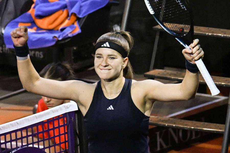 Muchova célébrant sa victoire ce samedi.