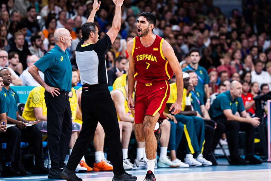 Santi Aldama, durante el España-Australia