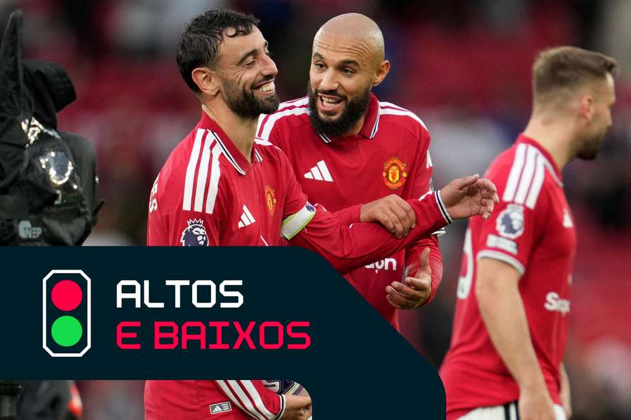 Fernandes celebra o seu hat-trick pelo Manchester United Fernandes celebra o seu hat-trick pelo Manchester United