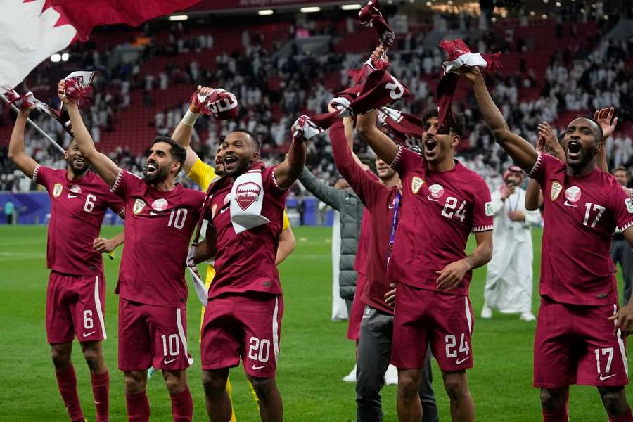 La gioia dei giocatori del Qatar