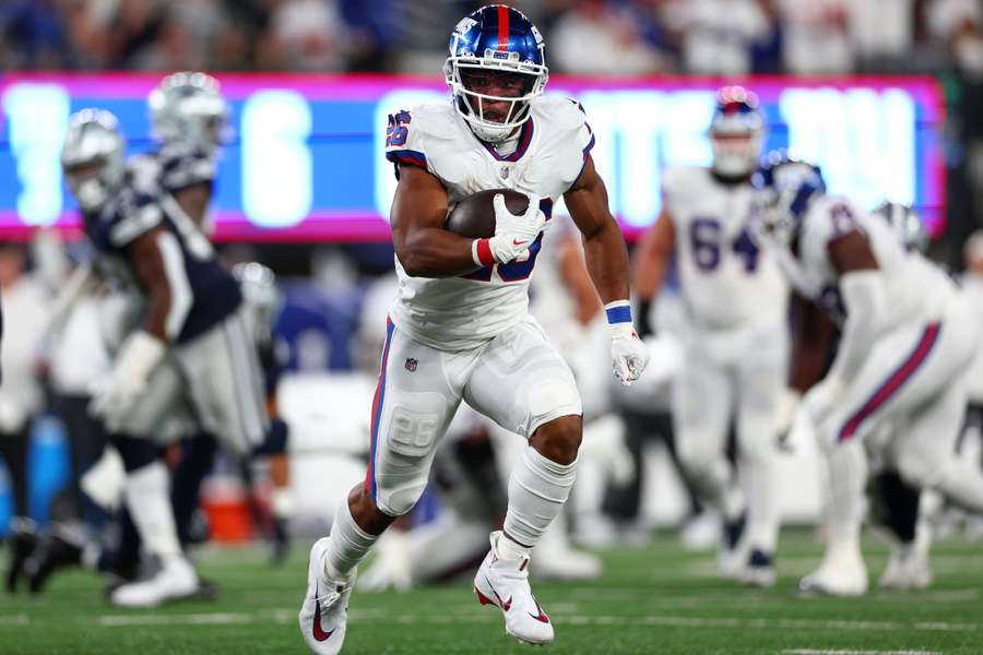 Saquon Barkley met de bal tijdens een wedstrijd