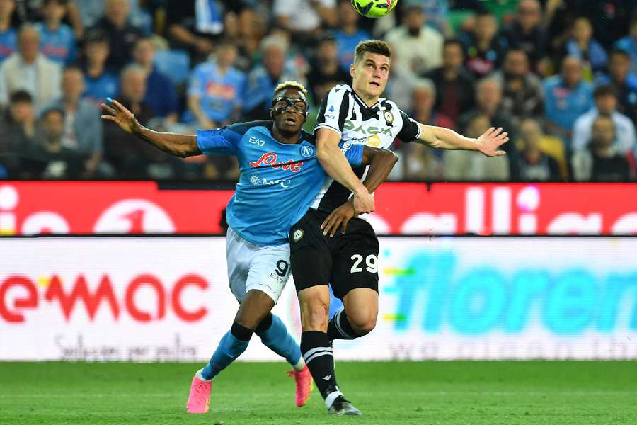Victor Osimhen in the match against Udinese on Thursday