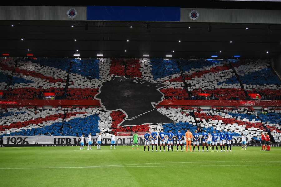 Rangers and Napoli observe a minute's silence to mark the death of Queen Elizabeth II ahead of their UEFA Champions League match in Glasgow.