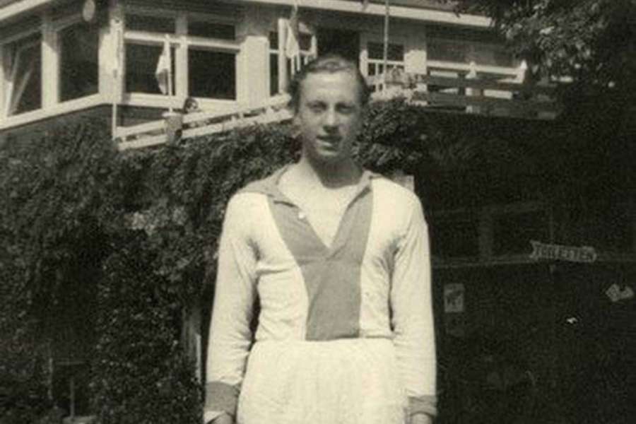 Jan Carel Wijnbergen posing in his Ajax kit, date unknown
