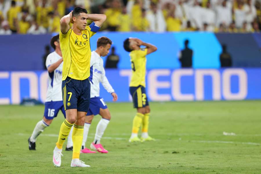 Ronaldo reacts during Al Nassr's defeat Ronaldo reacts during Al Nassr's defeat