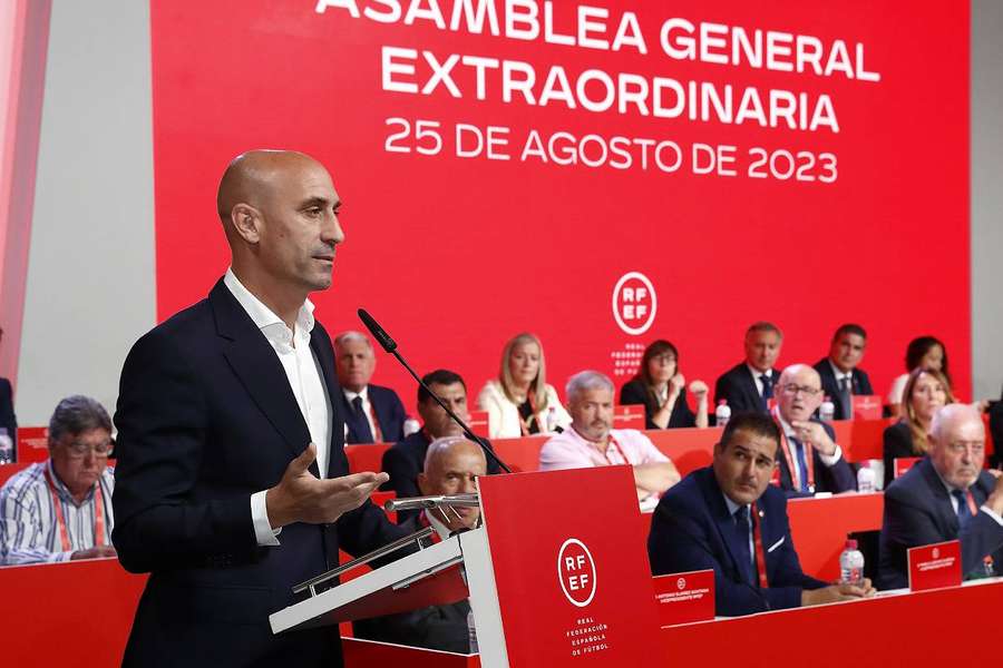 Luis Rubiales ce vendredi lors de l'assemblée générale exceptionnelle de la RFEF.