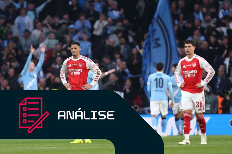 Os festejos do Manchester City diante do Arsenal