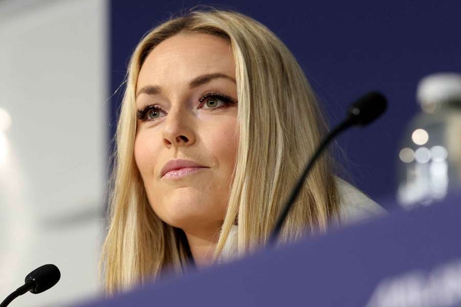 Lindsey Vonn during a press conference before her crash