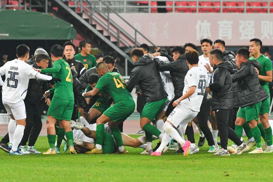 The brawl erupted during Zhejiang's Champions League clash with Buriram United