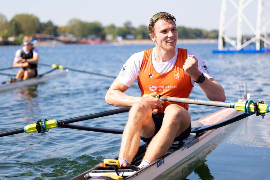 Simon van Dorp heeft zilver gewonnen in de skiff