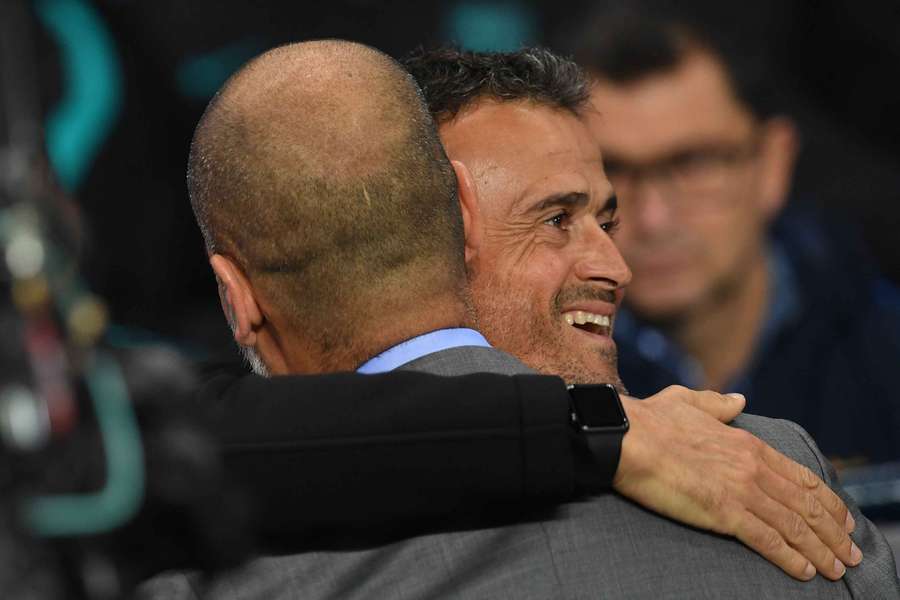 Luis Enrique et Pep Guardiola en novembre 2016.