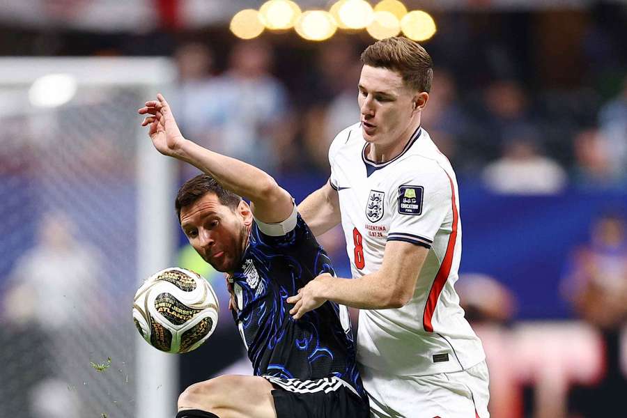 Argentina's Lionel Messi in action with England's Elliot Anderson Argentina's Lionel Messi in action with England's Elliot Anderson