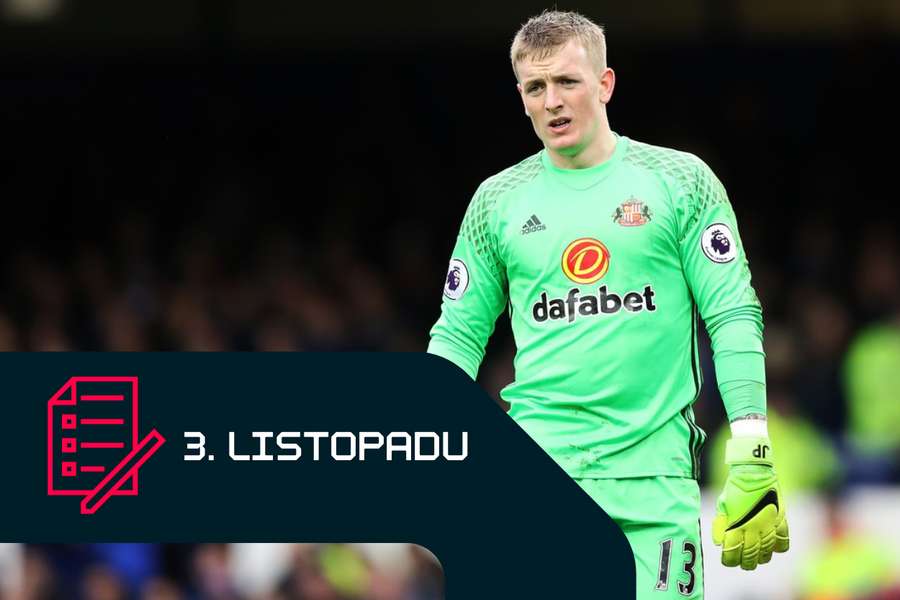 Jordan Pickford v dresu Sunderlandu v roce 2016. Jordan Pickford v dresu Sunderlandu v roce 2016.