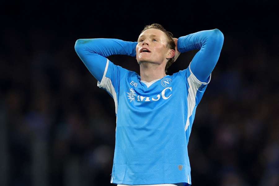 Napoli's Scott McTominay reacts after the match vs Inter