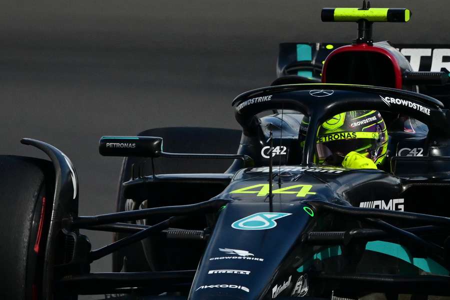 Mercedes' British driver Lewis Hamilton drives during the British Grand Prix