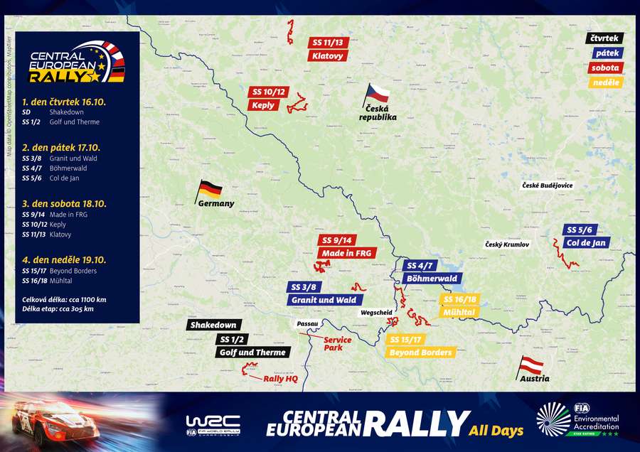 Plán Central European Rallye.