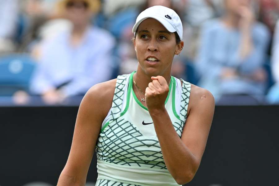 Madison Keys reacts during her match against Coco Gauff