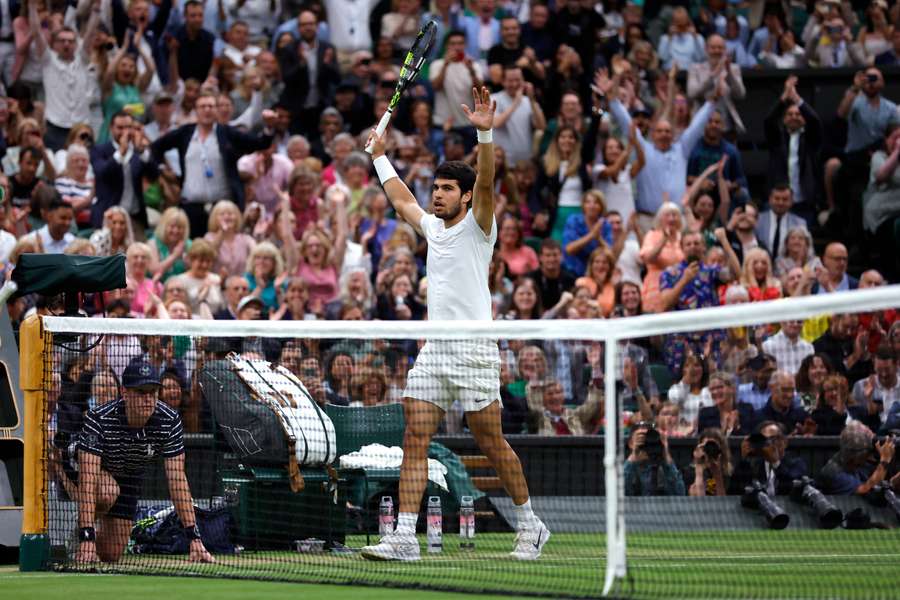 Carlos Alcaraz faces Novak Djokovic on Sunday for the Wimbledon title