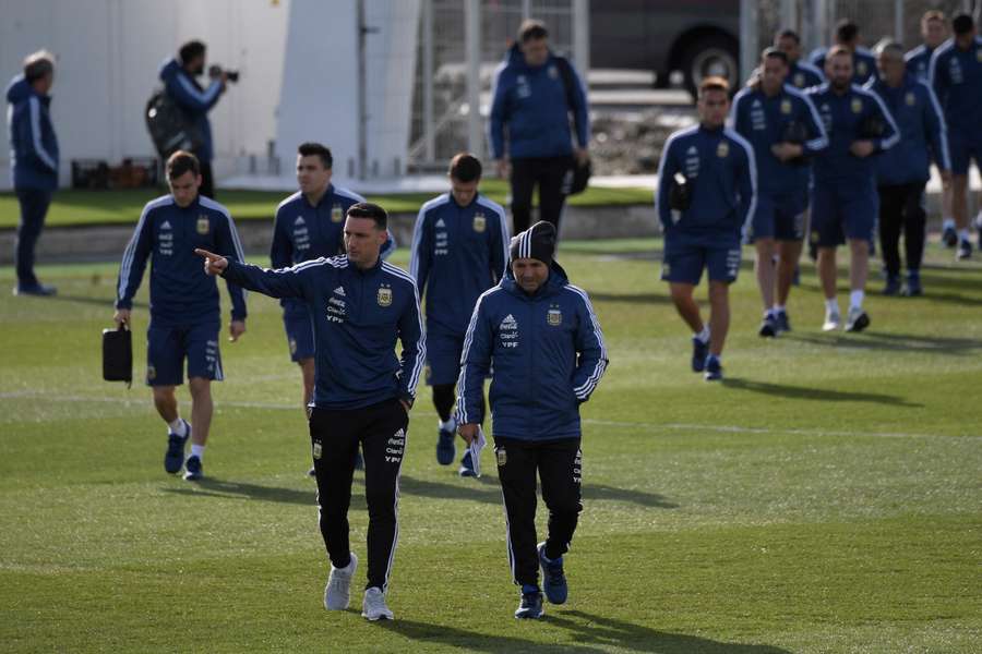 Scaloni and Sampaoli in 2018