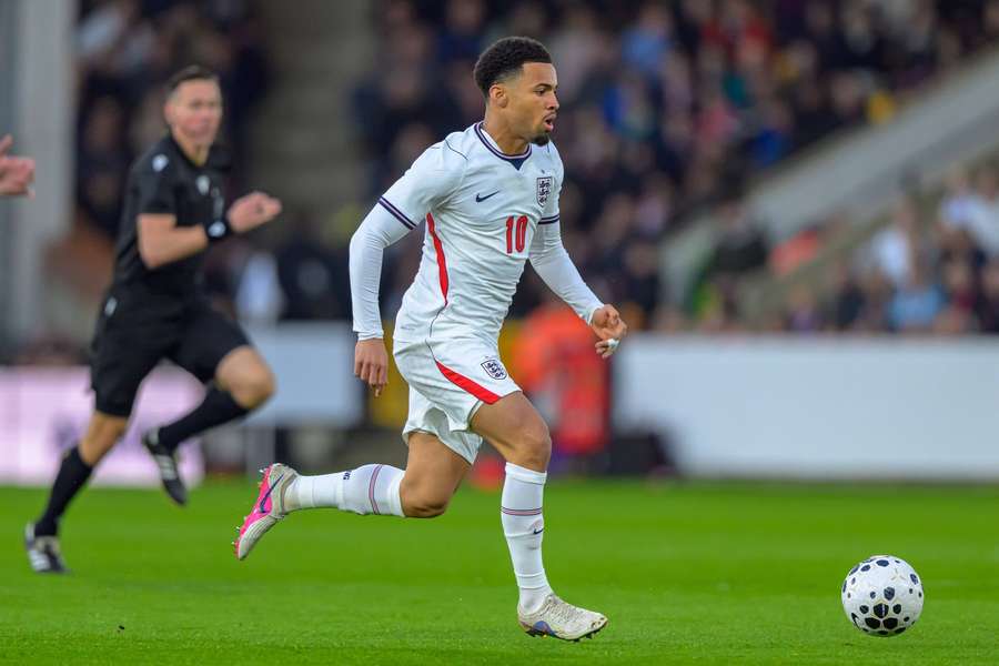 Ethan Nwaneri in action for England U21s Ethan Nwaneri in action for England U21s