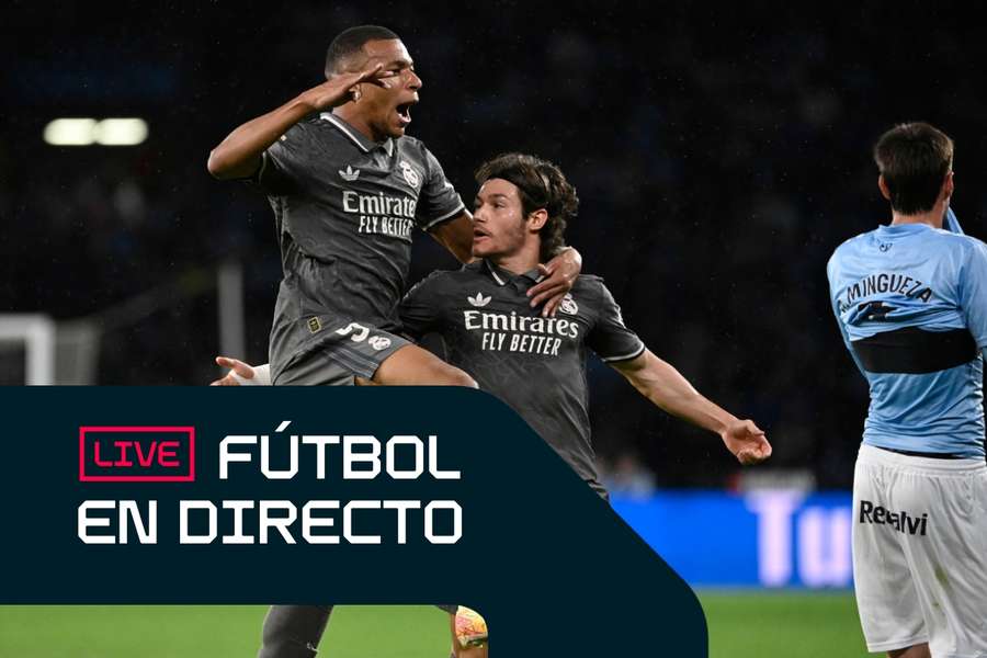 Mbappé celebra su gol en Balaídos