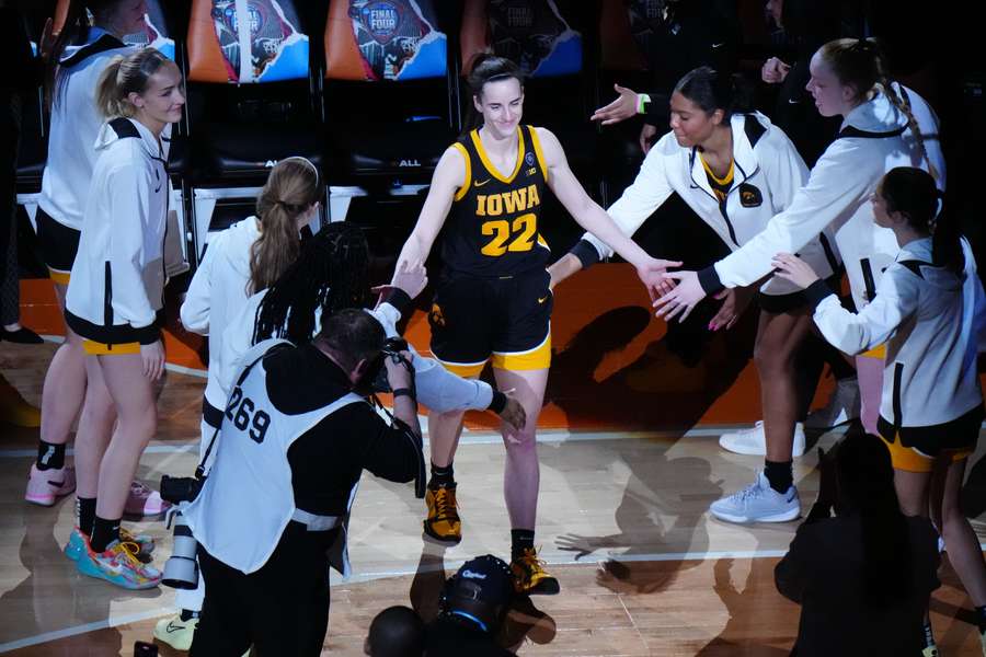 Iowa Hawkeyes guard Caitlin Clark is introduced during the 2024 NCAA Tournament Women's Final Four championship game