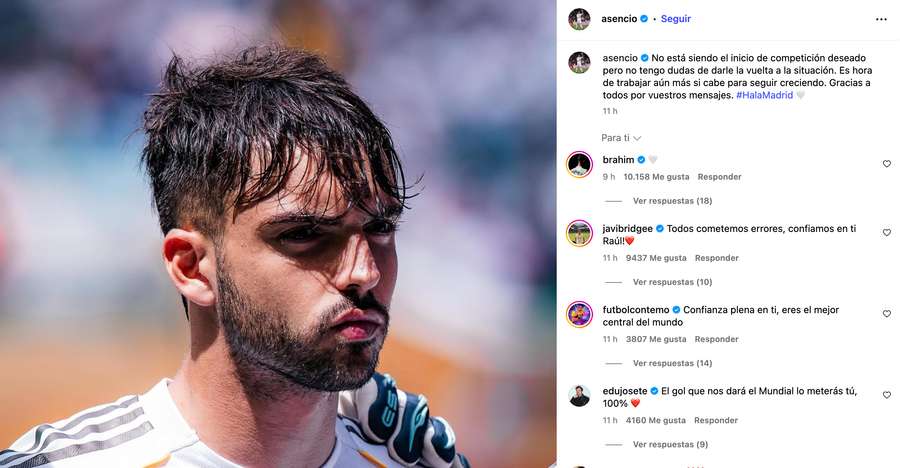 Mensaje de Asencio en IG
