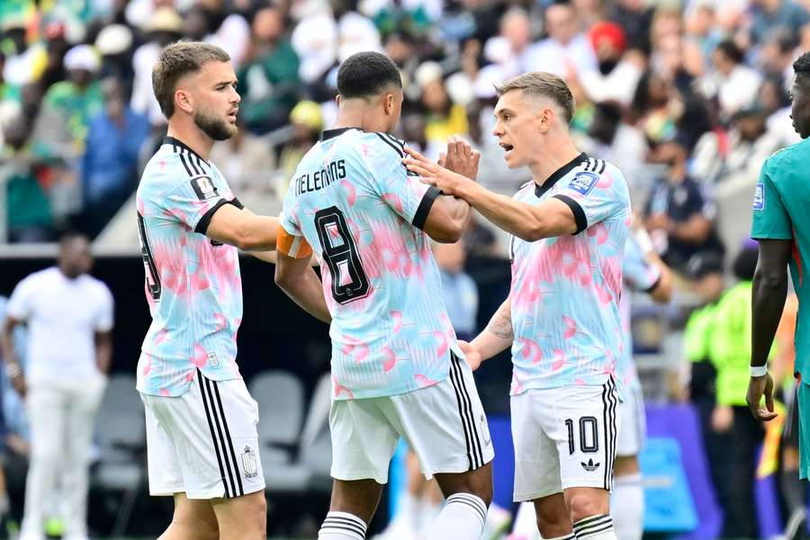 Tielemans and Trossard clash during the match with Senegal Tielemans and Trossard clash during the match with Senegal
