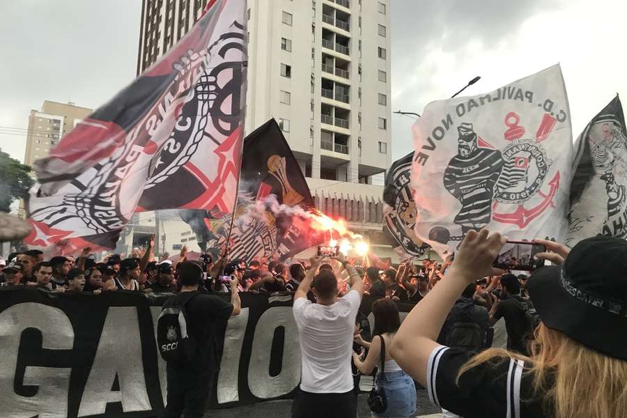 Protesto da Gaviões da Fiel, principal claque do Corinthians