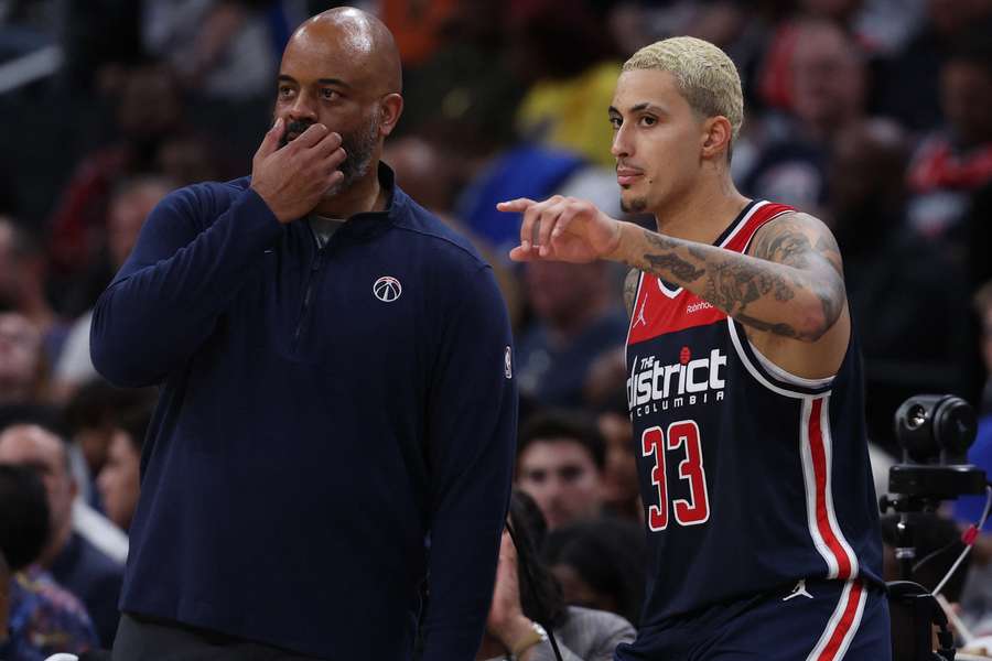 Wes Unseld Jr. (L) with Kyle Kuzma of the Washington Wizards