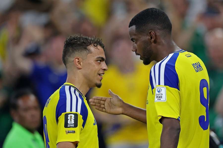 Yasin Ayari (L) and Alexander Isak during Sweden vs Tunisia Yasin Ayari (L) and Alexander Isak during Sweden vs Tunisia