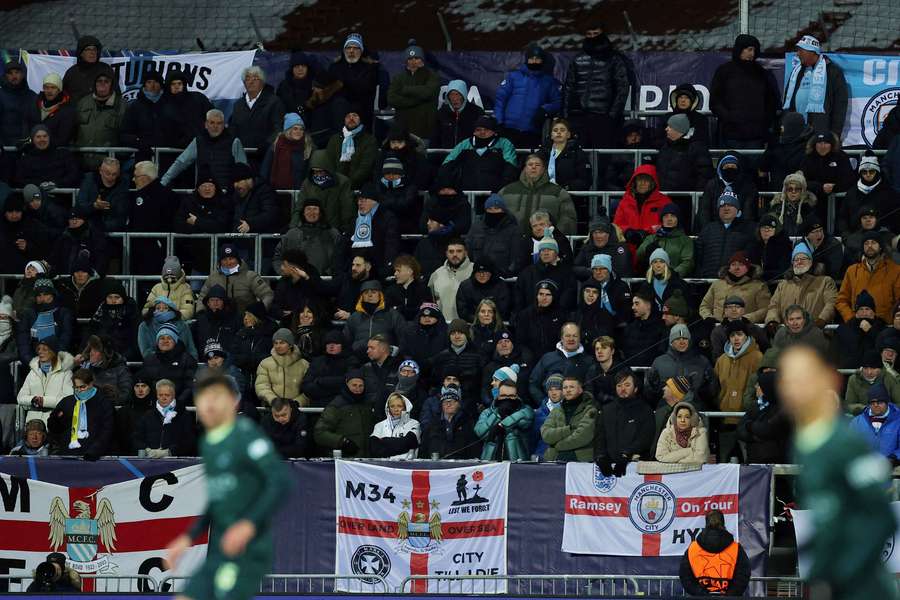 Manchester City's fans watch on in Norway