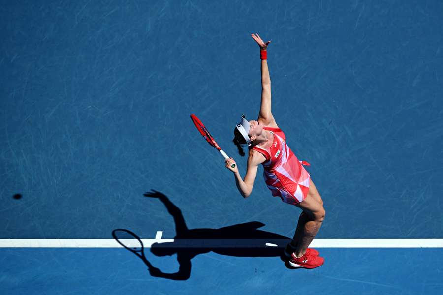 Elena Rybakina in action in Melbourne