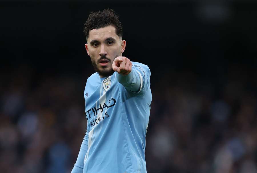 Rayan Cherki of Manchester City in action during the Premier League match between Manchester City and Wolverhampton Wanderers