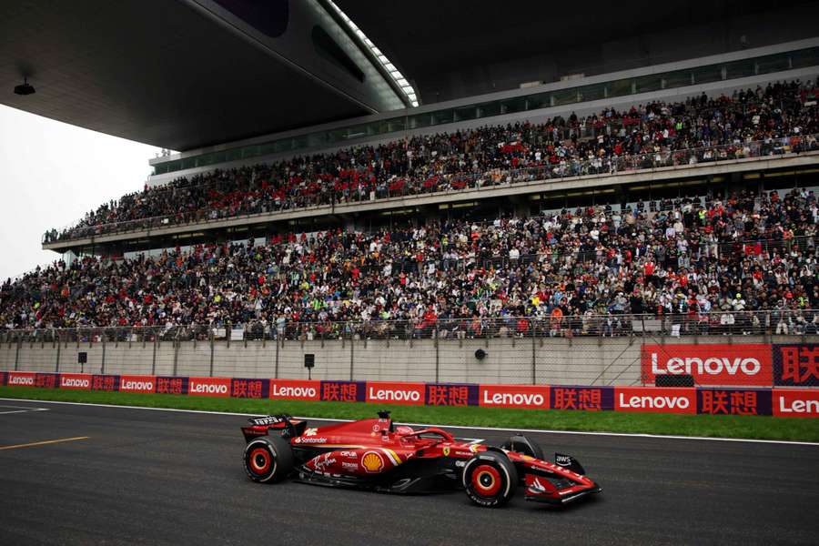Ferrari's Charles Leclerc in action during the Chinese Grand Prix in 2024