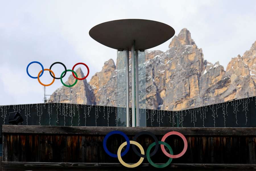 Les anneaux olympiques en Italie.