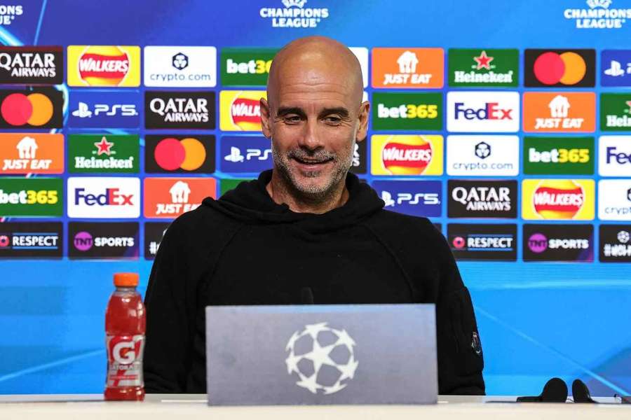 Guardiola speaks during a press conference