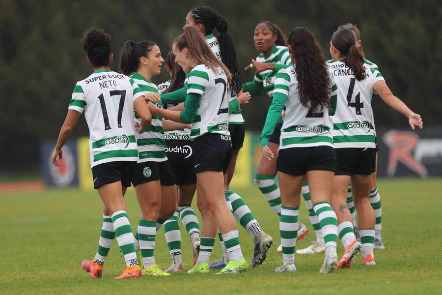A festa das jogadoras do Sporting