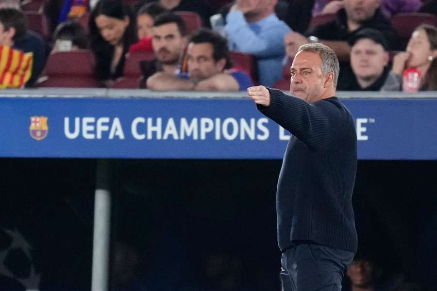 Hansi Flick during Barcelona's Champions League defeat to Atletico Madrid. Hansi Flick during Barcelona's Champions League defeat to Atletico Madrid.