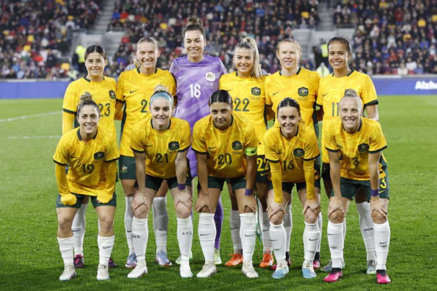 Australia players pose for a team group photo