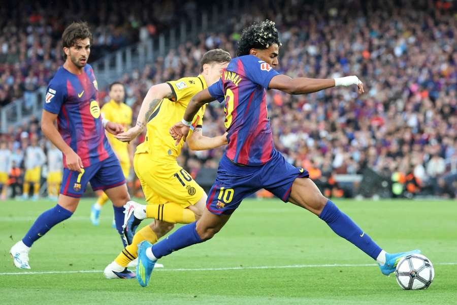 Lamine Yamal, durante el Barça-Espanyol