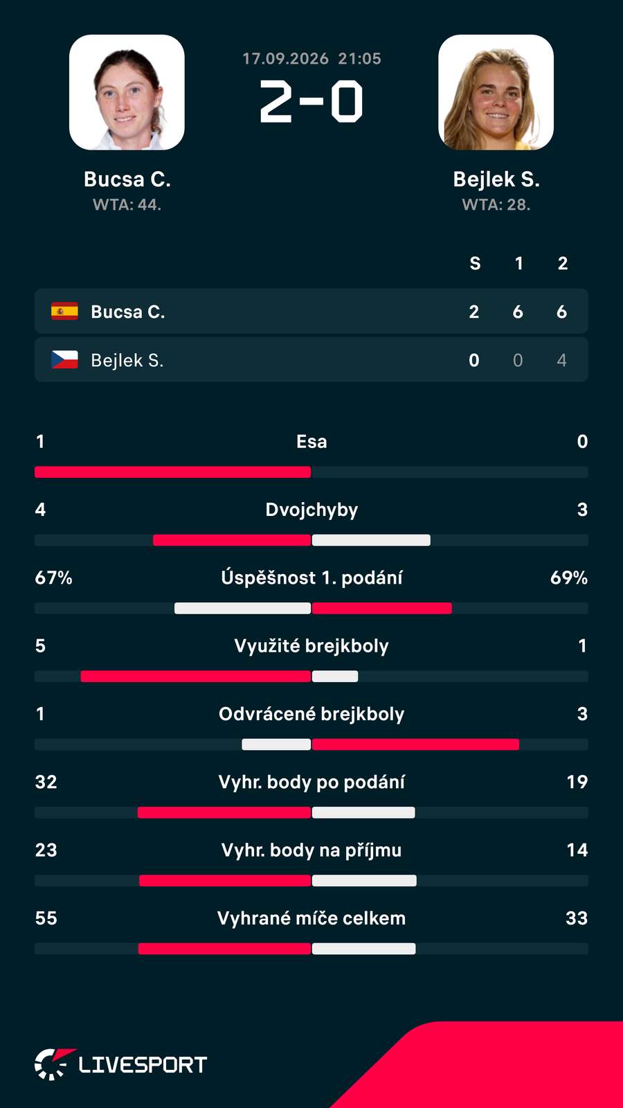 Statistiky zápasu.
