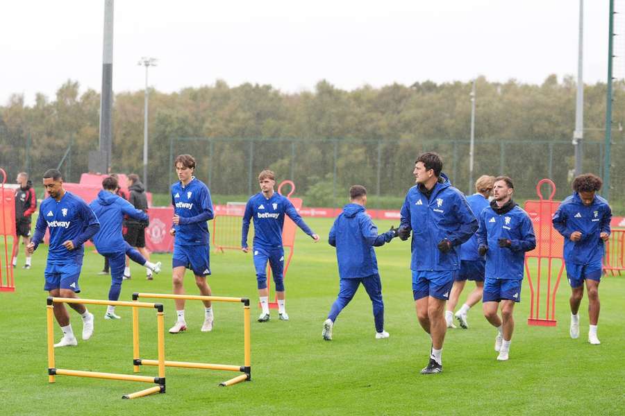 Man Utd players train ahead of their Champions League match against Atletico Madrid Man Utd players train ahead of their Champions League match against Atletico Madrid