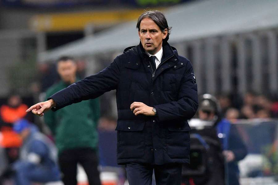 Inter manager Simone Inzaghi on the touchline