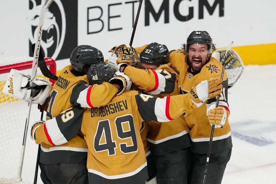 Vegas Golden Knights celebrate a goal against Colorado Avalanche Vegas Golden Knights celebrate a goal against Colorado Avalanche